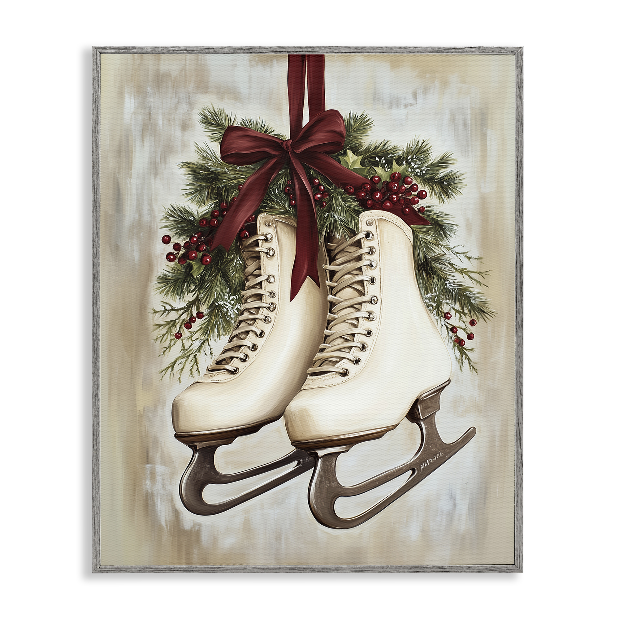 Stupell Industries Festive Ice Skates Framed Giclee, design by Arlington Prints
